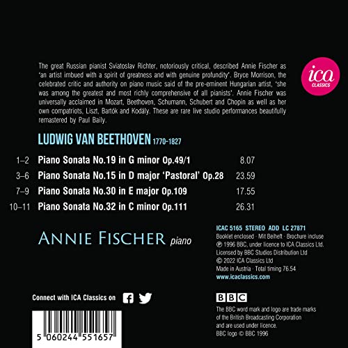 ANNIE FISCHER - BEETHOVEN PIANO SONATAS NOS. - CD image 2