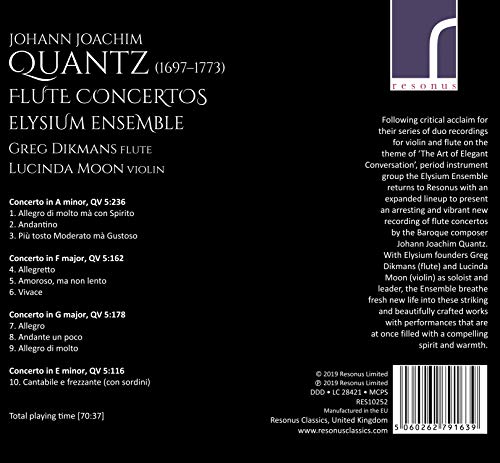 Elysium Ensemble - Johann Joachim Quantz: Flute Concertos - CD image 2