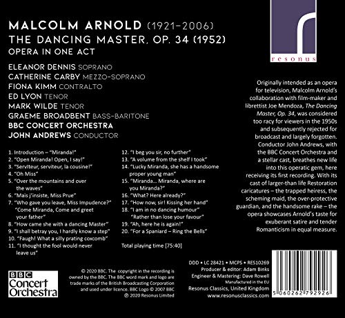 BBC CONCERT ORCHESTR - ARNOLD:THE DANCING MASTER - CD image 2
