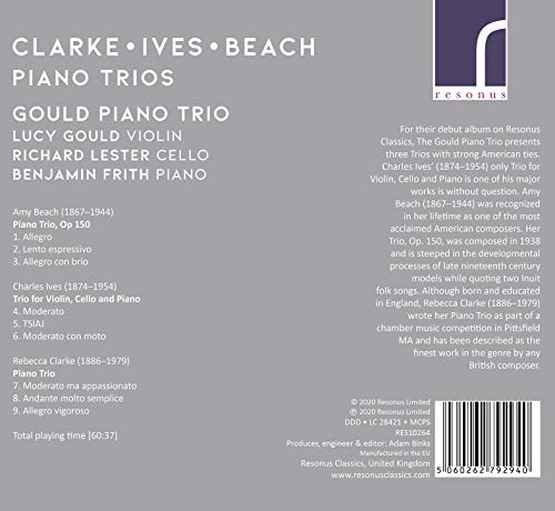 GOULD PIANO TRIO - BEACH/CLARKE/IVES:TRIOS - CD image 2