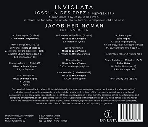 HERINGMAN - JOSQUIN DES PREZ:INVIOLATA - CD image 2