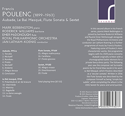 BEBBINGTON/RPO/LATHA - POULENC:AUBADE/LE BAL MASQUE - cd image 2