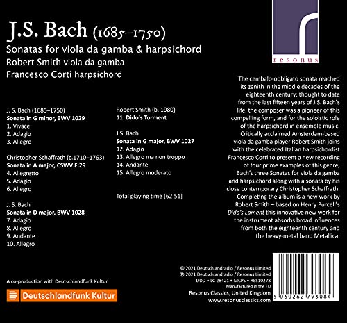 SMITH/CORTI - BACH:VIOLA DA GAMBA SONATAS - cd image 2