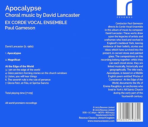 EX CORDE VOCAL ENSEM - APOCALYPSE CHORAL MUSIC BY DA - CD image 2