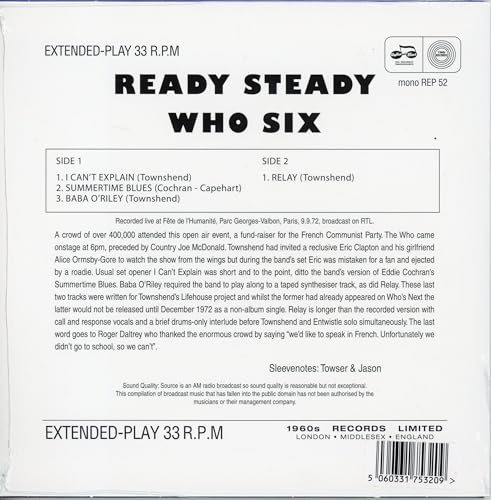 WHO - READY STEADY WHO SIX (LIVE IN PARIS 1972) - Vinyl Record VL image 2