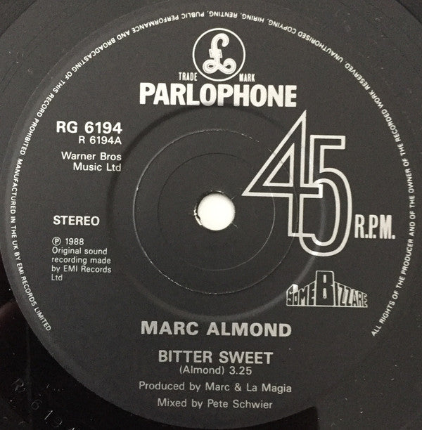 Marc Almond - Bitter-Sweet - Used Vinyl Record 7" image 5