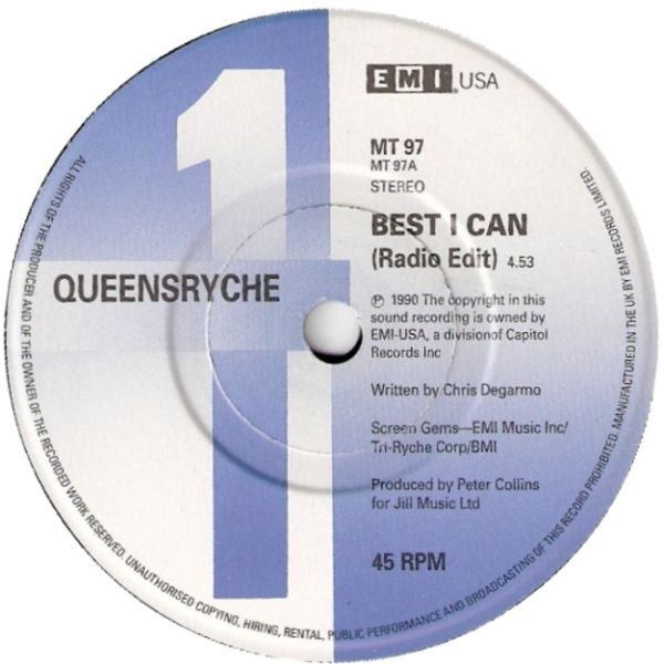 Queensrÿche - Best I Can - Used Vinyl Record 7" image 3