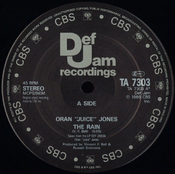 Oran 'Juice' Jones - Rain - Used Vinyl Record 12" image 3