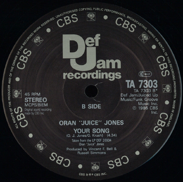 Oran 'Juice' Jones - Rain - Used Vinyl Record 12" image 4