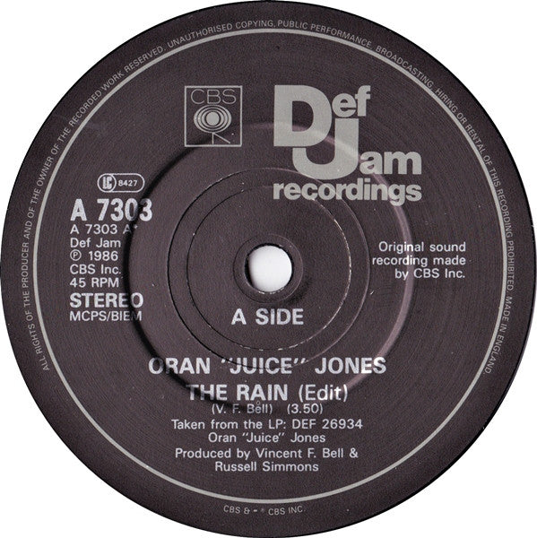 Oran 'Juice' Jones - Rain - Used Vinyl Record 7" image 7