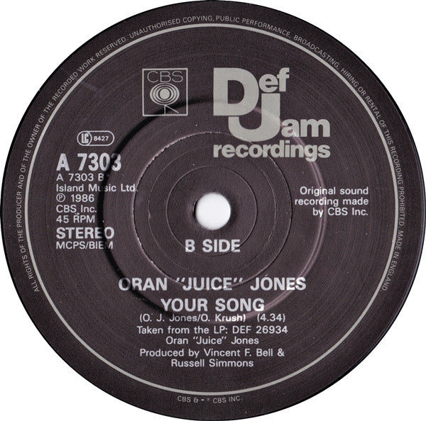 Oran 'Juice' Jones - Rain - Used Vinyl Record 7" image 8