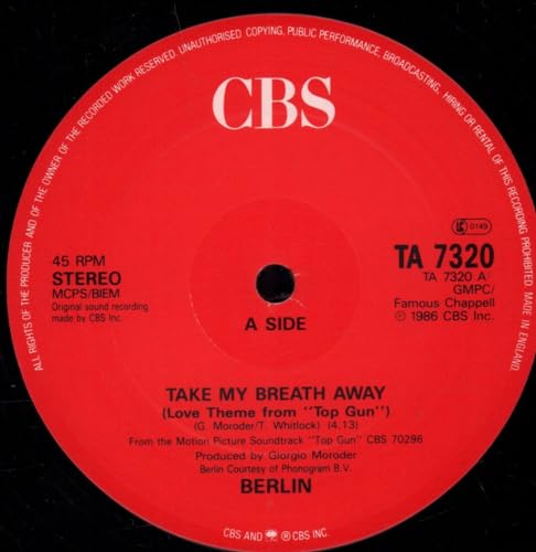 Berlin - Take My Breath Away (Love Theme From "Top Gun") - Used Vinyl image 3