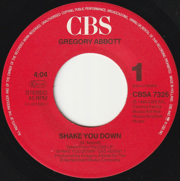 Gregory Abbott - Shake You Down - Used Vinyl Record 7" image 7