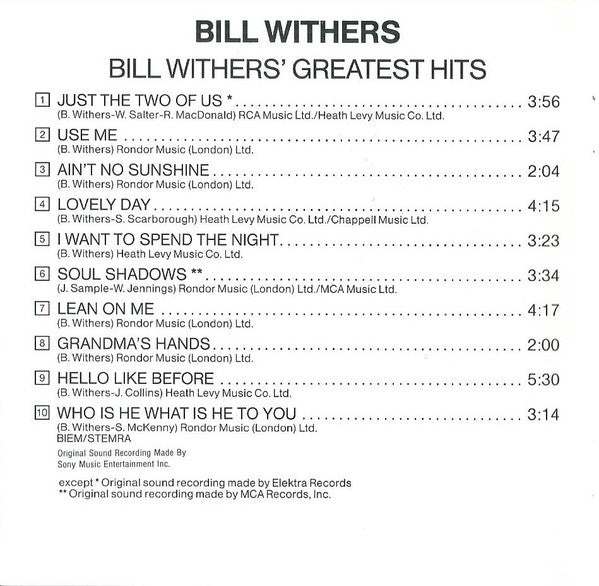 Bill Withers - ' Greatest Hits - CD image 10