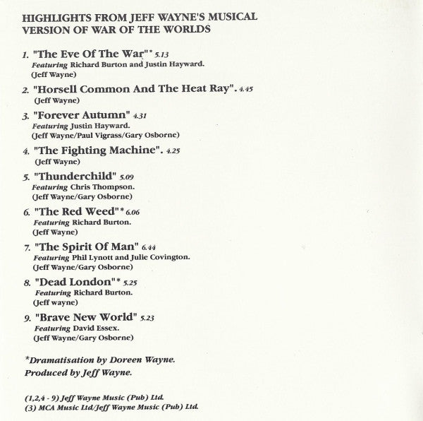 Jeff Wayne - Highlights From 's Musical Version Of The War Of The Wor image 4