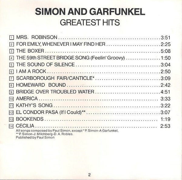 Simon & Garfunkel - Simon And Garfunkel's Greatest Hits - Used CD image 11