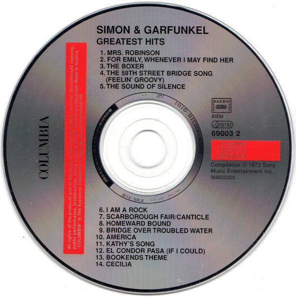 Simon & Garfunkel - Simon And Garfunkel's Greatest Hits - Used CD image 9