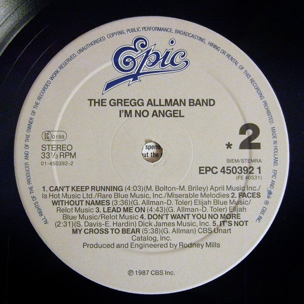 Gregg Allman Band - I'm No Angel - Used Vinyl Record image 4