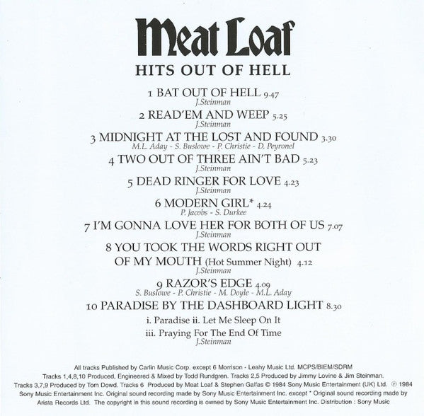 Meat Loaf - Hits Out Of Hell - Used CD image 3
