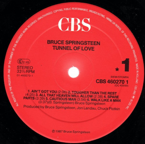 Bruce Springsteen - Tunnel Of Love - Used Vinyl Record image 3
