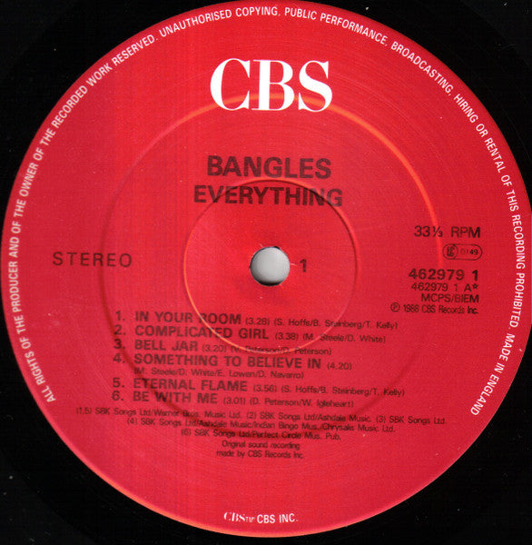 Bangles - Everything - Used Vinyl Record image 3