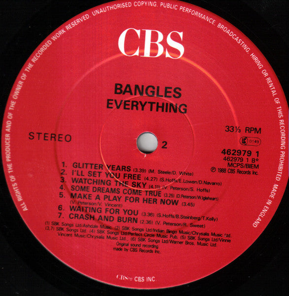 Bangles - Everything - Used Vinyl Record image 4