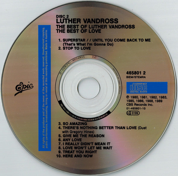 Luther Vandross - Best Of  The Best Of Love - Used CD image 8