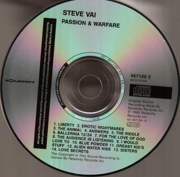 Steve Vai - Passion And Warfare - CD image 3