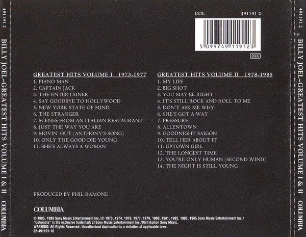 Billy Joel - Greatest Hits Volume I & Volume II - CD image 10