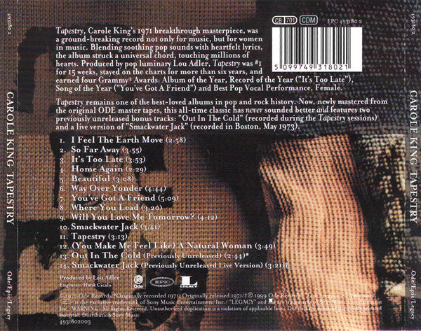 Carole King - Tapestry - CD image 2