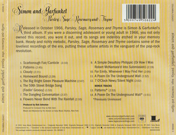 Simon & Garfunkel - Parsley, Sage, Rosemary & Thyme - CD image 2
