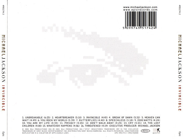 Michael Jackson - Invincible - CD image 7