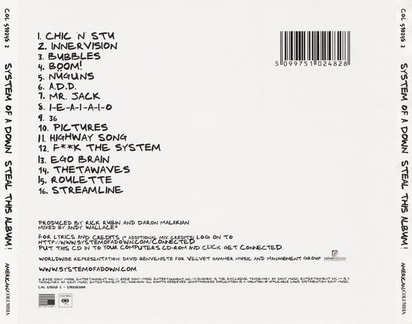 SYSTEM OF A DOWN - Steal This Album - CD image 2