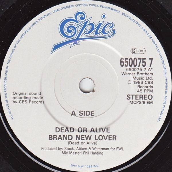 Dead Or Alive - Brand New Lover - Used Vinyl Record 7" image 3