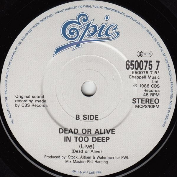 Dead Or Alive - Brand New Lover - Used Vinyl Record 7" image 4