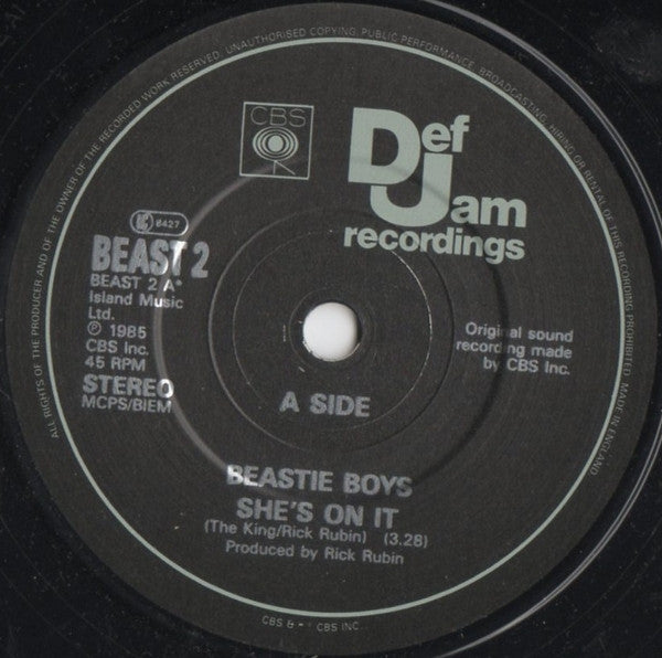 Beastie Boys - She's On It - Used Vinyl Record 7" image 3