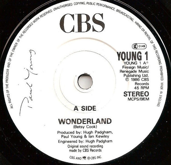 Paul Young - Wonderland - Used Vinyl Record 7" image 7