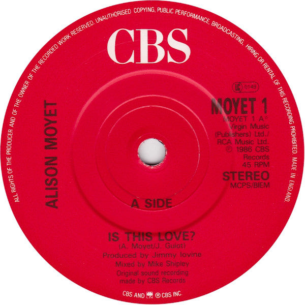 Alison Moyet - Is This Love? - Used Vinyl Record 7" image 3