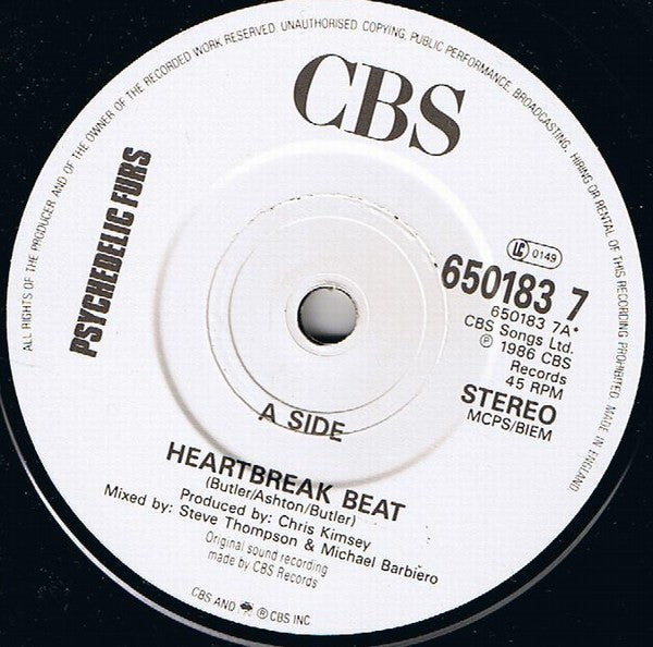 Psychedelic Furs - Heartbreak Beat - Used Vinyl Record 7" image 3