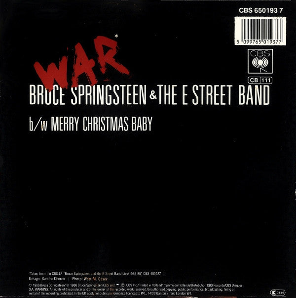 Bruce Springsteen & - War - Used Vinyl Record 7" image 2