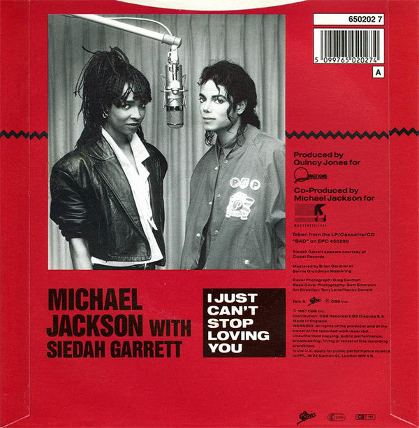 Michael Jackson - I Just Can't Stop Loving You - Used Vinyl Record 7" image 2