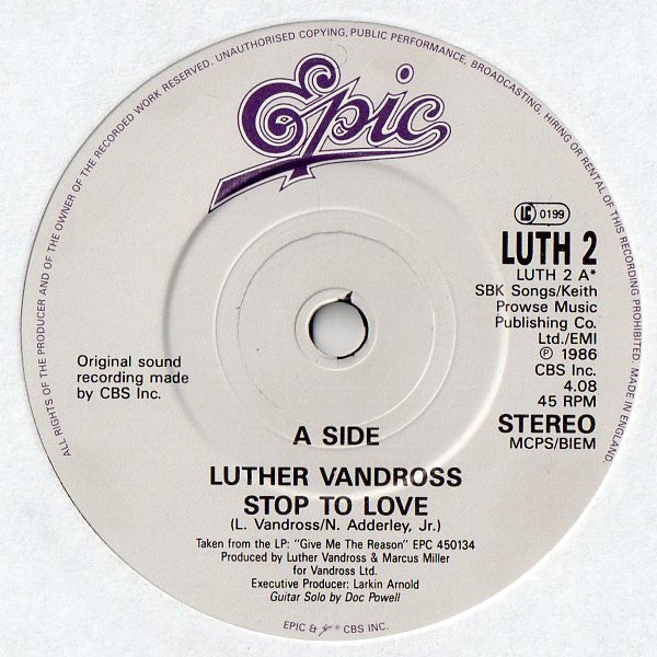 Luther Vandross - Stop To Love - Used Vinyl Record 7" image 3