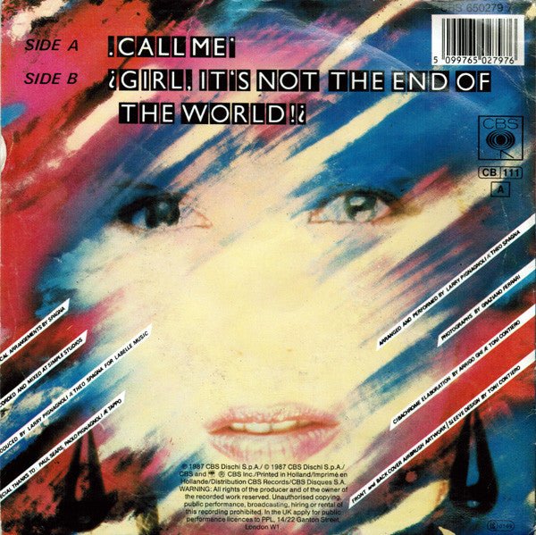 Ivana Spagna - Call Me - Used Vinyl Record 7" image 2
