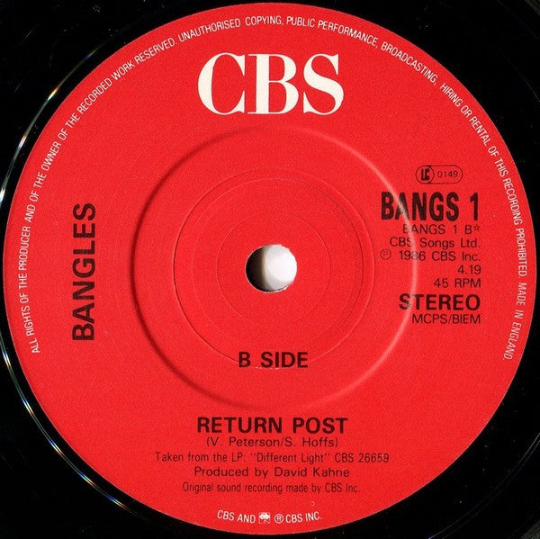 Bangles - Walking Down Your Street - Used Vinyl Record 7" image 4