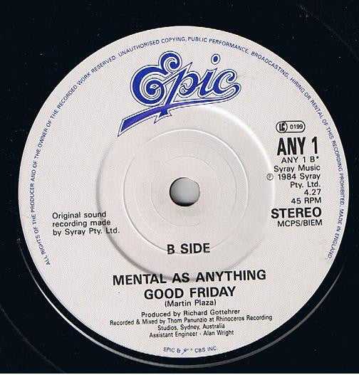 Mental As Anything - Live It Up - Used Vinyl Record 7" image 4