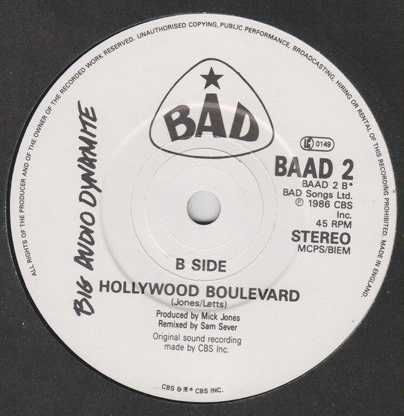 Big Audio Dynamite - V. Thirteen - Used Vinyl Record 7" image 4