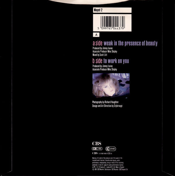 Alison Moyet - Weak In The Presence Of Beauty - Used Vinyl Record 7" image 2