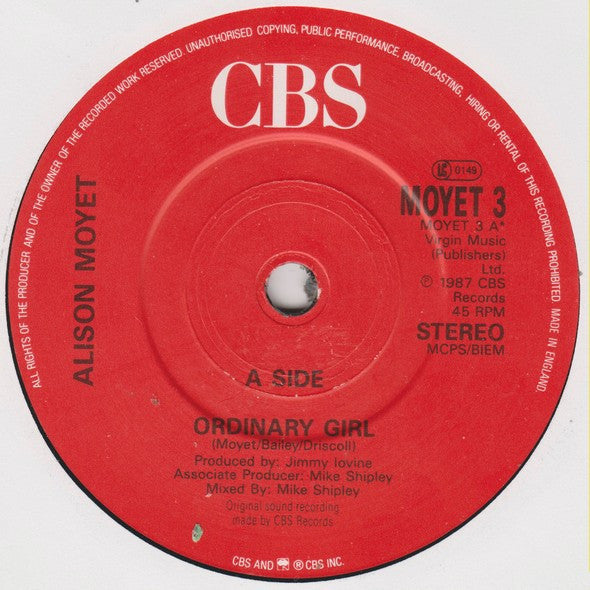 Alison Moyet - Ordinary Girl - Used Vinyl Record 7" image 7