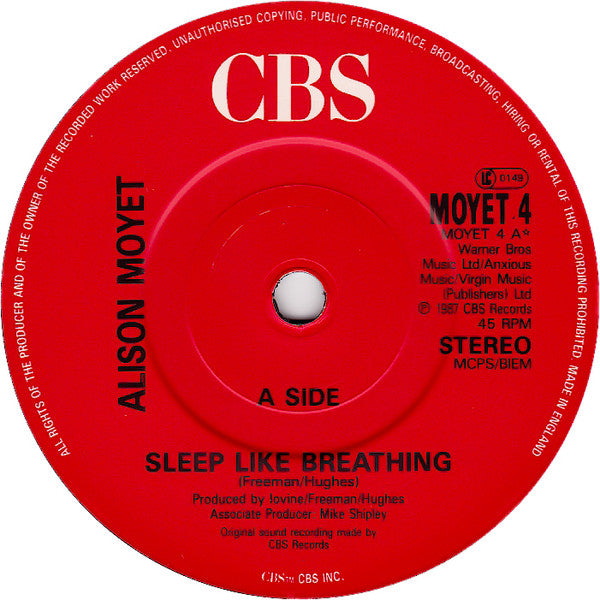 Alison Moyet - Sleep Like Breathing - Used Vinyl Record 7" image 3