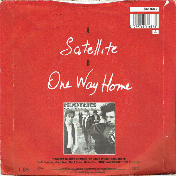 Hooters - Satellite - Used Vinyl Record 7" image 2